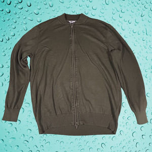 Paul Jones Mens M 2 Way Full Zip Cardigan Sweater Gray 65% Viscose 35% Acrylic